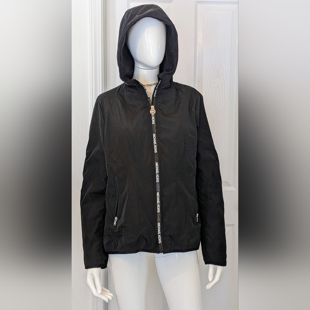 Michael Kors Black Windbreaker Waterproof, Size L, Feels Like S